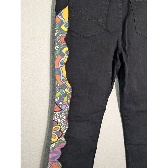 Signature Levi Super Flare Size 12 Black One Of A Kind Design Patchwork Jeans - Picture 6 of 8